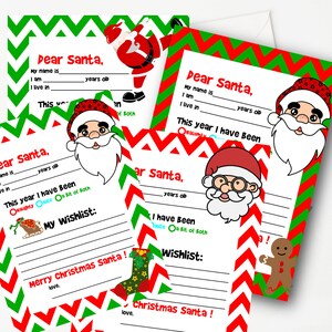 Letter to Santa Template x 4 Instant Print Printable Santa Letters Letter to Santa Note Paper Letter to Santa Stationery