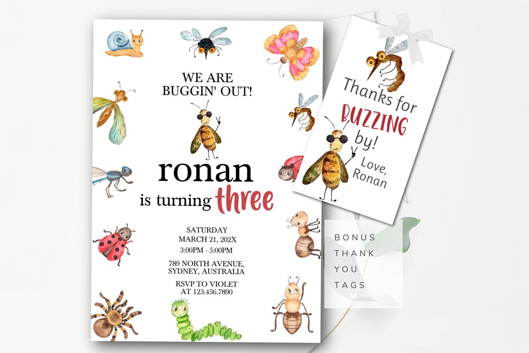 Insects Birthday Invitation Editable Bugging Out Bug Birthday Party ...