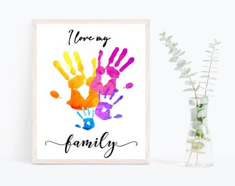 Family Gift Handprint Mothers Day Gift Handprint Fathers Day Gift Handprint Family Handprint Instant Print or Add Your Handprints