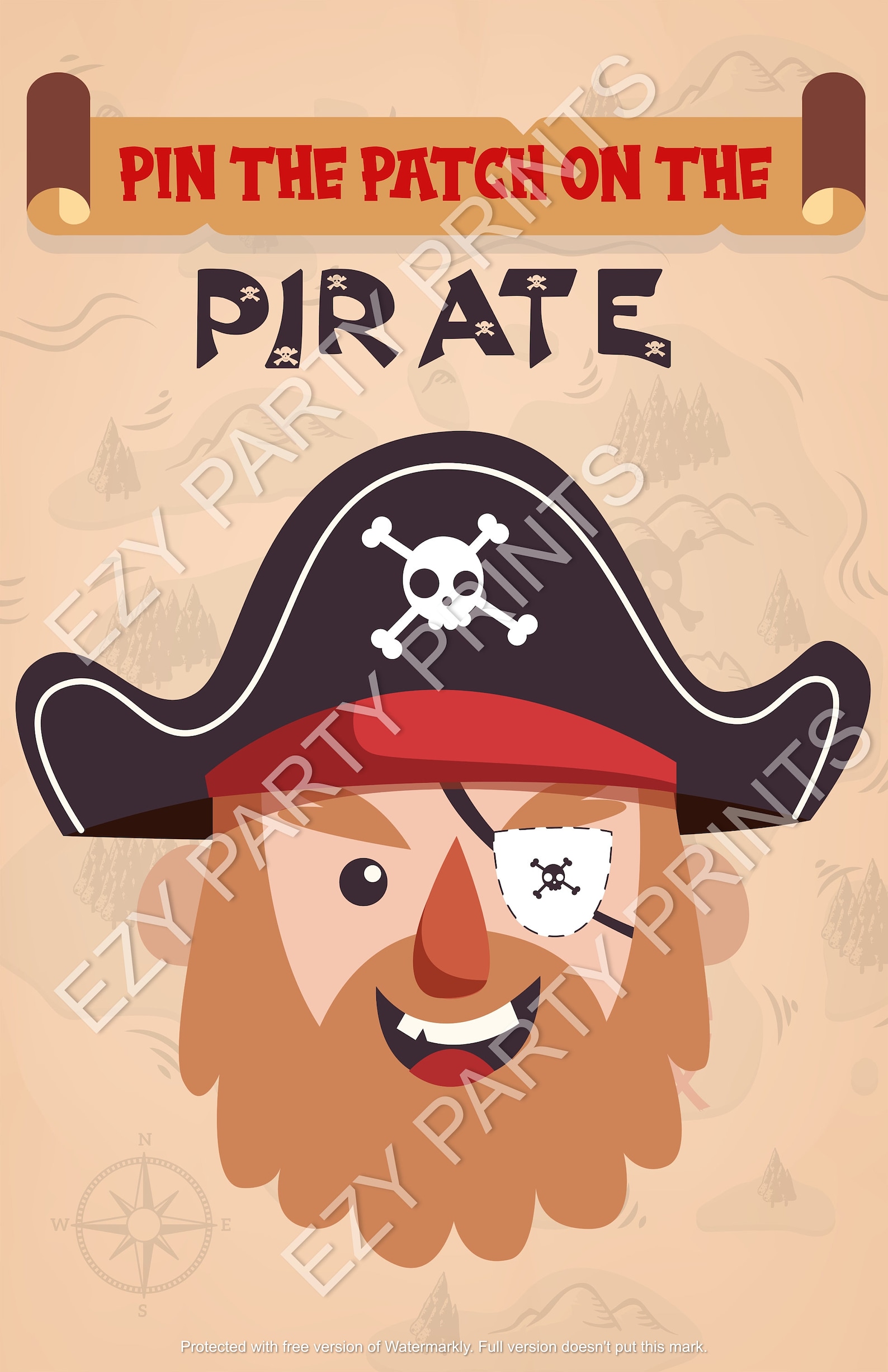 Pin the Patch on the Pirate printable game. INSTANT DOWNLOAD Etsy