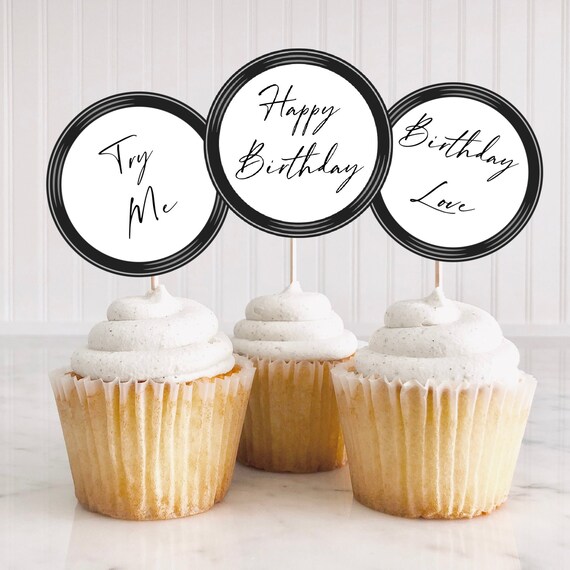 Birthday Cupcake Toppers Editable birthday party decor First Birthday