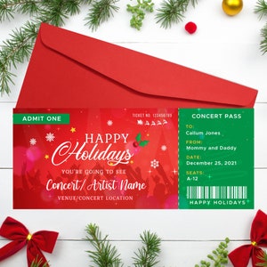 Modello regalo per biglietto per concerto Modello stampabile per certificato regalo di Natale Modello per biglietto per concerto di Natale da modificare, scaricare e stampare