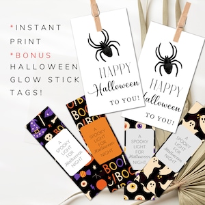 Halloween Tag Trick or Treat Tags Halloween Spider Gift Tag Template Halloween Candy Bag Instant Print Spider Happy Halloween Tags