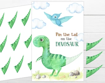 Dinosaur Birthday Party Game Pin the Tail on the Dinosaur Printable Game  Dinosaur Instant Printable Party Game Instant Download DIN1