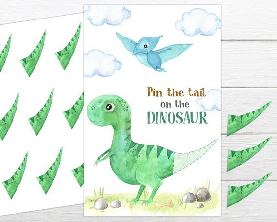 Dinosaur Birthday Party Game Pin the Tail on the Dinosaur Printable Game  Instant Download Instant Printable Party Game Dinosaur Birthday 