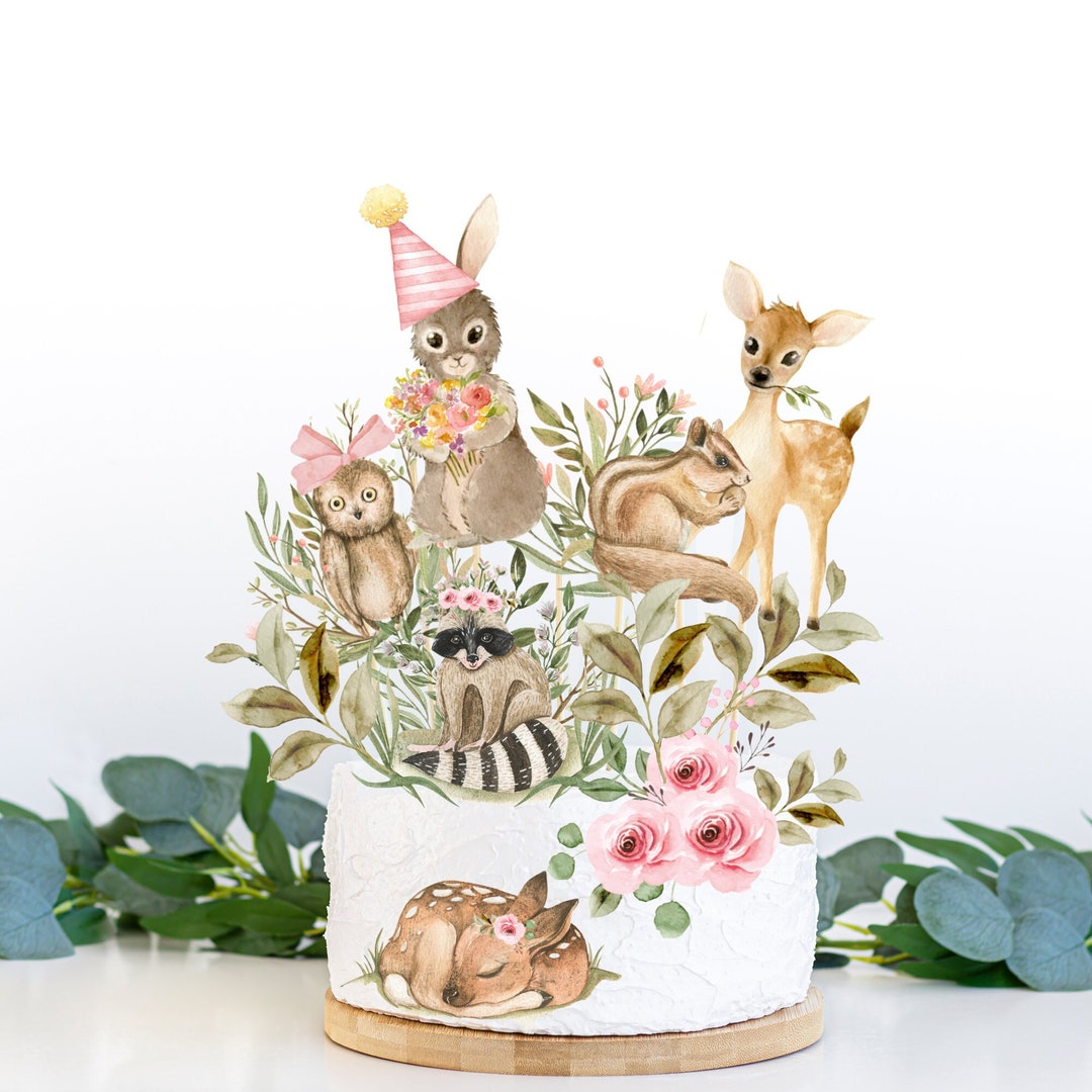 Woodland Cake Topper Girls Birthday Party Decor Printable Woodland ...