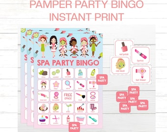 Pamper Party Bingo Spa Party Bingo Game Instant Download Pamper Birthday Party Game Spa Party Printable Bingo Game For Kids INSTANT PRINT