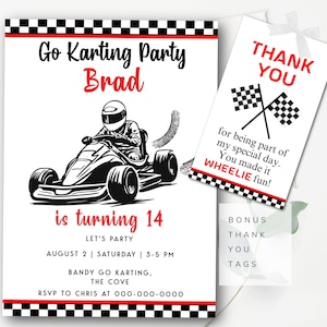 Zaproszenie na Go Karting Zaproszenie na urodziny Go Kart Zaproszenie na imprezę wyścigową Kart Zaproszenie na wyścigi kartami Edytowalne zaproszenie na wyścigi gokartami RC