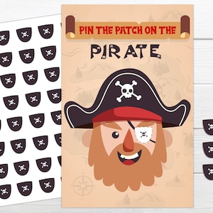 Pirate Birthday Game Pin the Patch on the Pirate printable game Instant download  Instant Printable party game Pirate birthday party game