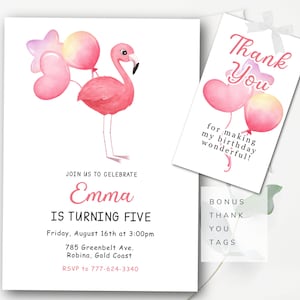 Editable Flamingo Birthday Invitation Baby Flamingo Invitation Flamingo Party Invitation Pink Bird Invitation Instant Edit Download