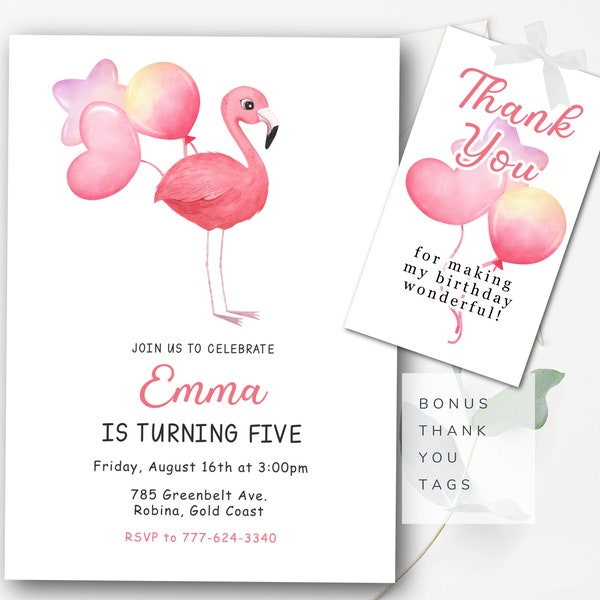 Editable Flamingo Birthday Invitation Baby Flamingo Invitation Flamingo Party Invitation Pink Bird Invitation Instant Edit Download