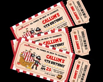 Pirate Birthday ticket invitation Boys Ticket invitation Birthday Invitation to edit download instantly and print instantly.