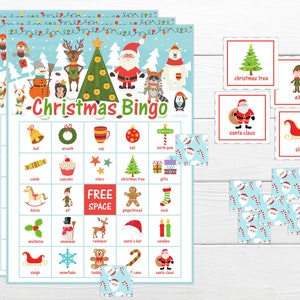Christmas PRINTABLE Bingo Game  Christmas Games for Kids Christmas Bingo Game INSTANT DOWNLOAD Bingo Game Christmas Bingo Games for Kids