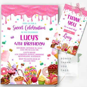 Candy Invitation Candy Birthday Invitation Sweet Celebration Birthday Invitation Candy Invitation Template Instant Edit and Print