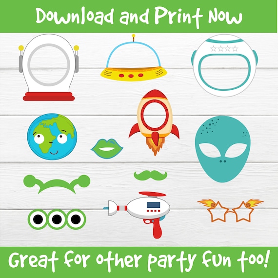 Space themed photo booth props deals