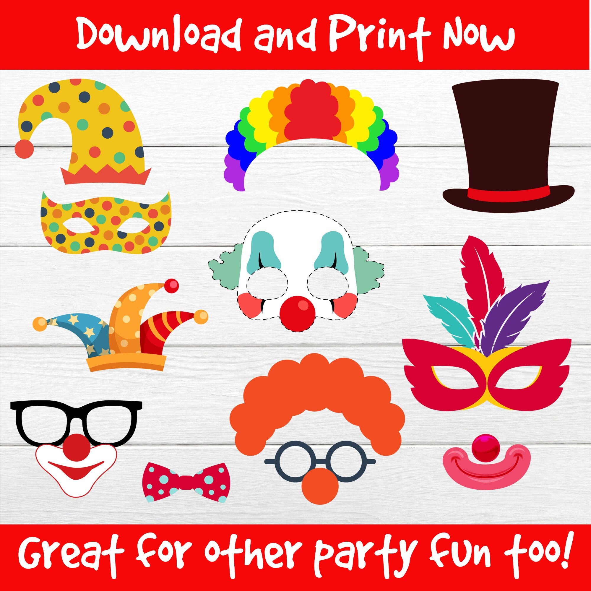 CIRCUS PARTY PROPS. Circus photo booth props Circus printable | Etsy