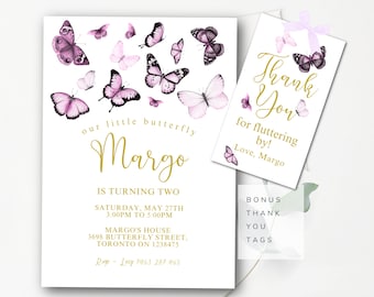 Butterfly Birthday Invitation Butterfly Birthday Invite First Birthday Butterflies Invitation Butterfly Birthday Girl Butterfly Party BF1