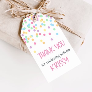 Etiquetas de presente de confete editáveis, etiquetas de presente de confete, etiquetas de aniversário de confete, etiquetas de presente de festa de confete, etiquetas de presente de pontos, download instantâneo