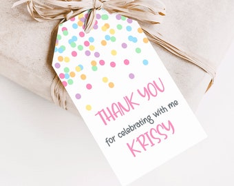Confetti Thank You Favor Editable Confetti Gift Tags Confetti Birthday Tags Confetti Party Gift Tags Dots Gift Tags Instantly Download