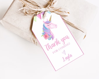 Editable Unicorn Gift Tags Personalized thank You Tags Personalized Rainbow Unicorn Editable Tags  Printable Party Tags Unicorn Thank You