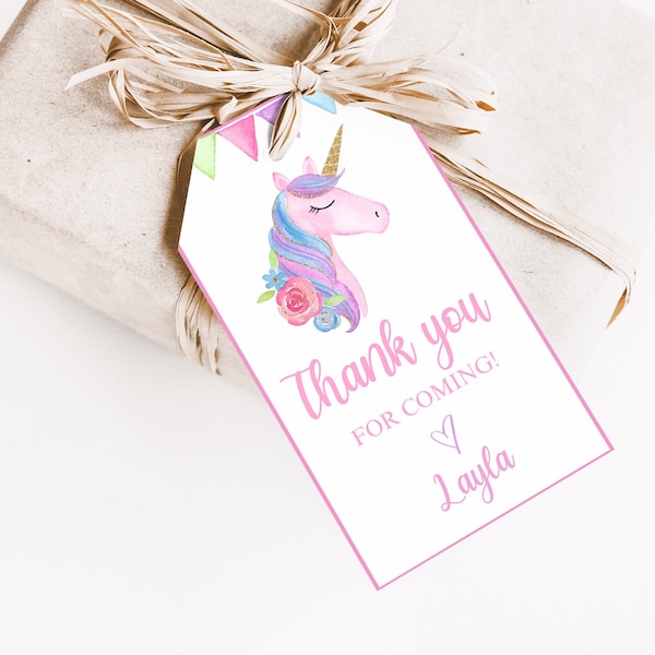 Editable Unicorn Gift Tags Personalized thank You Tags Personalized Rainbow Unicorn Editable Tags  Printable Party Tags Unicorn Thank You