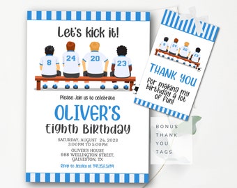 Invito di calcio con colori di squadra modificabili Invito di compleanno di calcio Invito di compleanno di calcio Invito per festa di compleanno di calcio - FFB2