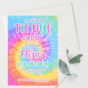 Tie Dye Invitation Tie Dye Party Invitation Rainbow Tie Dye Birthday Editable Tie Dye Party Invitations Printable Tie-Dye Party Invite image 4