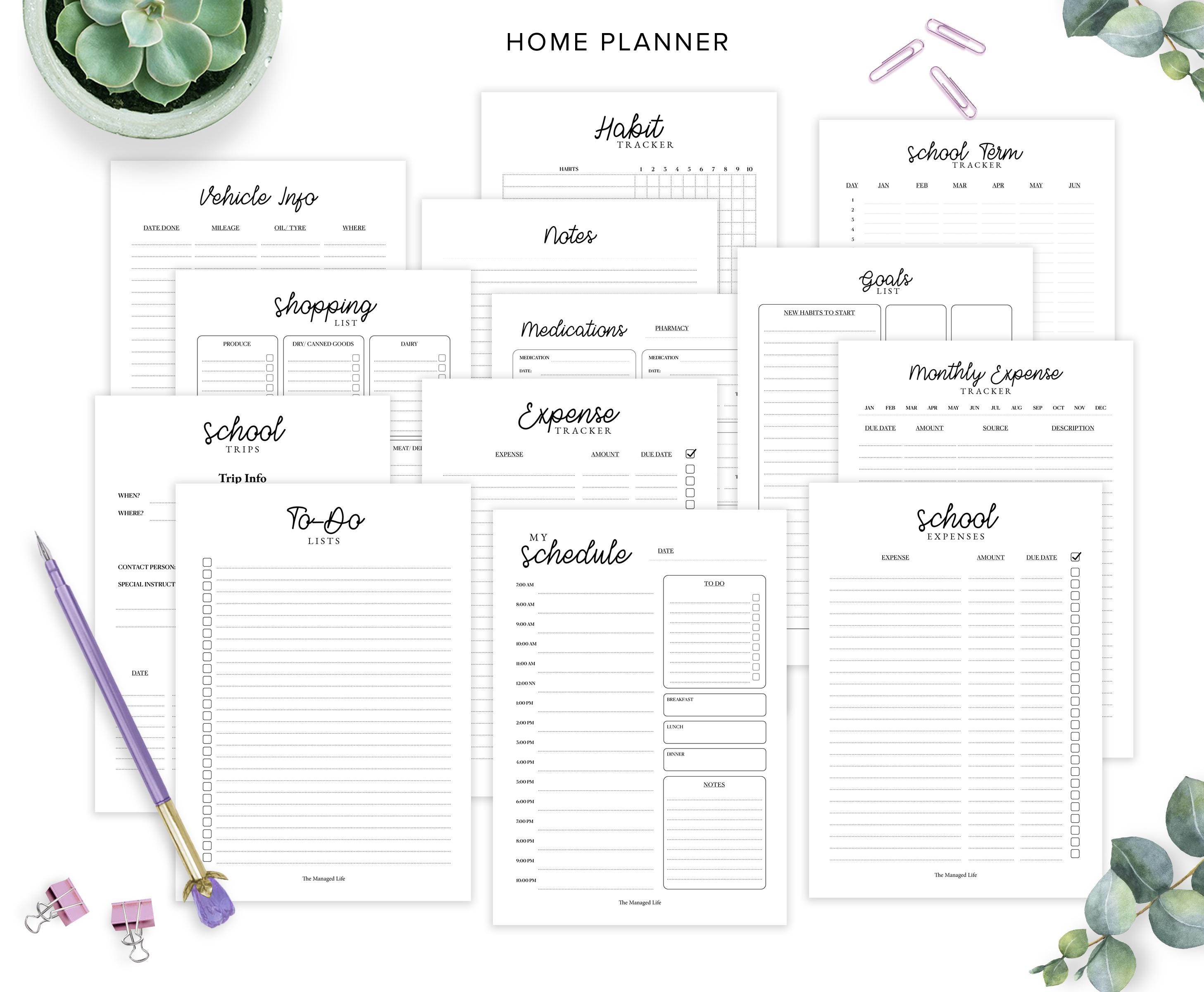 Home Planner Printable Family Home Organization Binder Bundle Expense ...