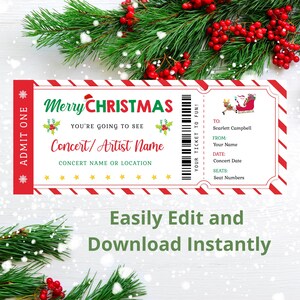 Konzertkarte Geschenk Druckbare Konzertkarte Vorlage Weihnachtsgeschenk Event Ticket Vorlage Gutschein Editierbare Konzertkarte Geschenk Vorlage