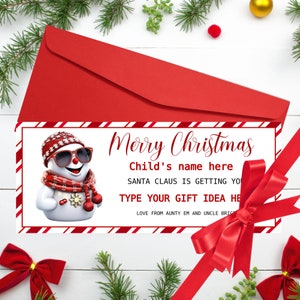 Kids Christmas Voucher Printable Christmas Cool Snowman Gift Voucher Template Editable Christmas Gift Coupon Gift Idea for Kids