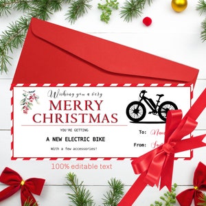 Weihnachtsgeschenkgutschein Ticket Electric Bike Geschenk Weihnachtsgeschenk Überraschungsticket E-Bike Geschenkgutschein 100% EDITIERBARER TEXT Sofort Download