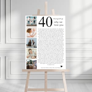 40 Reasons Why We Love You Poster Template Printable 40th Gift for Her ...