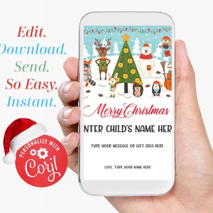 Modello biglietto di Natale personalizzato Buono regalo Buono regalo di Natale personalizzato Voucher a sorpresa Regalo via SMS Voucher festivo