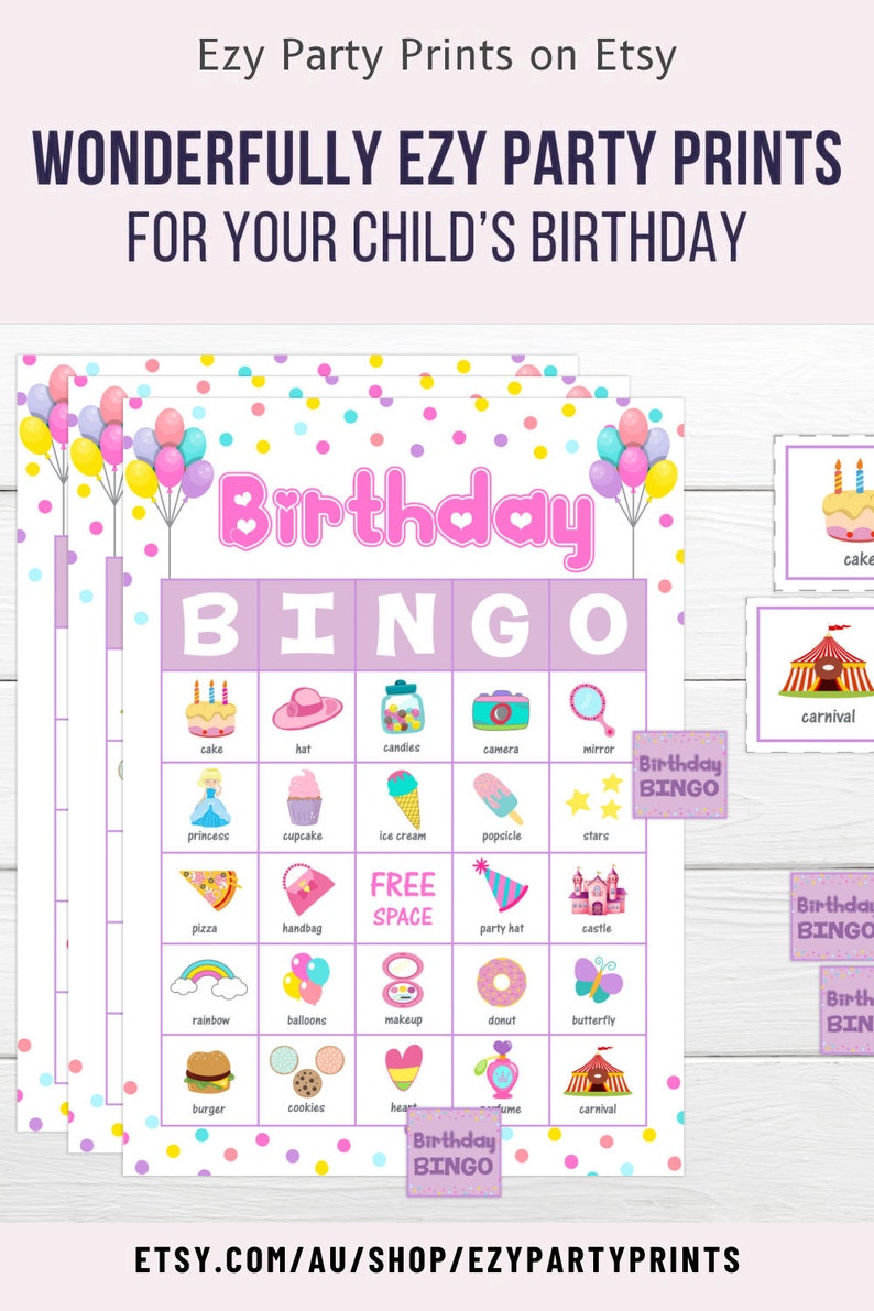 Girls BINGO Game Instant BINGO Printable Bingo Game Easy 5 - Etsy Australia