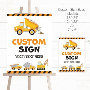 Construction custom Sign you personalise with your own text for any occasion.Personalised sign, editable party sign, sign template.  - CSP8