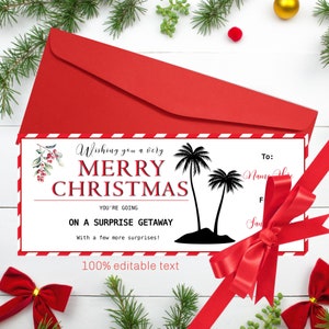 Weihnachtsfeiertagsgeschenkgutschein Bearbeitungsbares Kurzurlaubsgeschenkticket Bearbeitungsbare Überraschung Weihnachtsgeschenk Urlaubsticket Last-Minute-Geschenkidee für Sie