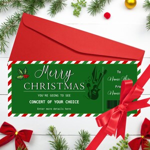 Weihnachtsgeschenkgutschein für Konzerte zum Herunterladen und Drucken