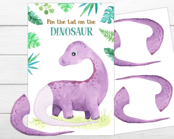 Pin The Tail On The Dinosaur Game With Tail Stickers For Birthday