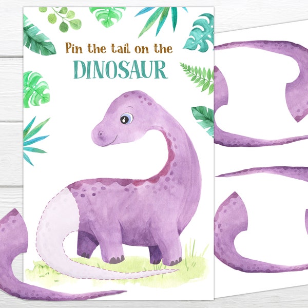 Dinosaur Birthday Party Game Pin the Tail on the Dinosaur Game Dinosaur Printable Party Game Dinosaur Birthday Instant Download DIN1