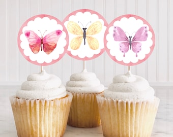 Butterfly Birthday Party Cupcake Toppers Butterfly Birthday Cupcake Toppers Butterflies Cookie Toppers Birthday Party Cake Toppers  BFI2