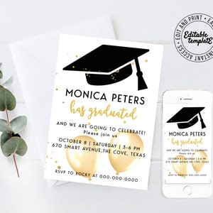 Editable Graduation Party Invitation Template for your graduation party Graduation Invitation Editable Grad Announcement Grad announcement