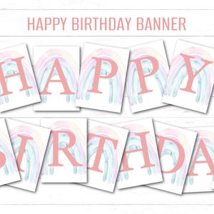 Unicorn Birthday Banner Unicorn Instant Print Unicorn Party Banner Printable Unicorn Banner Rainbow Unicorn Birthday Pennant RUB