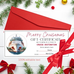 Weihnachtskreuzfahrt Geschenkgutschein Bearbeitbare Gefälschte Kreuzfahrtgeschenkkarte Bearbeitbare Überraschungs-Weihnachtsgeschenk-Kreuzfahrt Faux-Karte INSTANT EDIT & DOWNLOAD