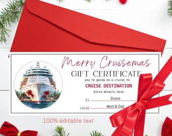 Vale de regalo para crucero de Navidad Boleto de regalo de crucero falso editable Boleto falso de crucero de regalo de Navidad sorpresa editable EDICIÓN Y DESCARGA INSTANTÁNEA