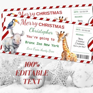 Zoo Geschenkgutschein Vorlage Bearbeitbarer Zoo Weihnachtsgeschenkgutschein Druckbare Zoo Couponvorlage Zootier Sofort bearbeiten und herunterladen