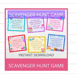 Preschool Scavenger Hunt Game Treasure Hunt Game Instant Download Birthday Party Games Girls Party Game Print as is or Edit the Text!