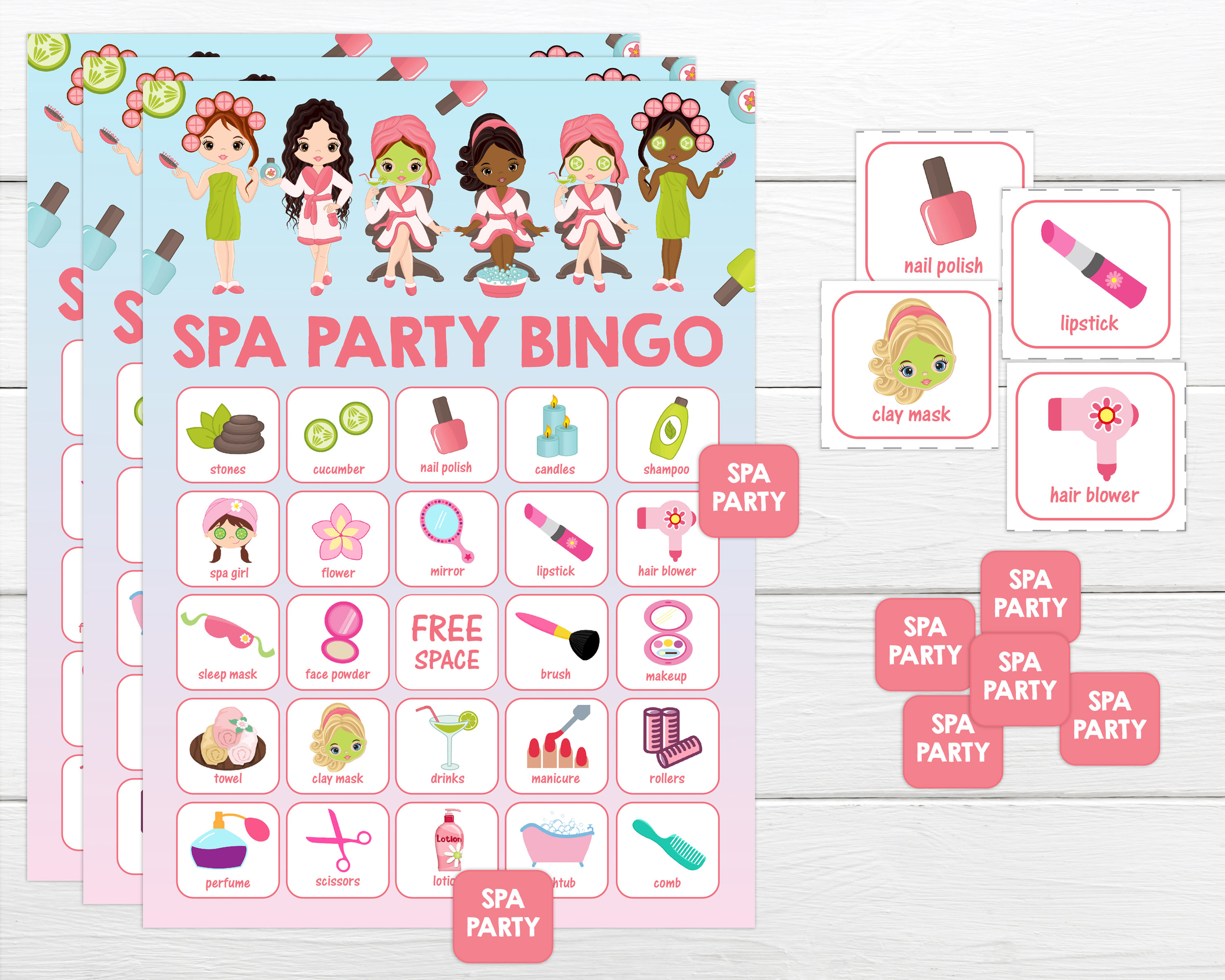 Spa Bingo Spa Party Printable Bingo Game Instant Download Party Game Spa