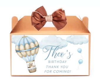 Hot Air Balloon Birthday Gable Gift Box Label Air Balloon Gable Box Label Boy First Birthday Favor Label Thank You Instant Download BA