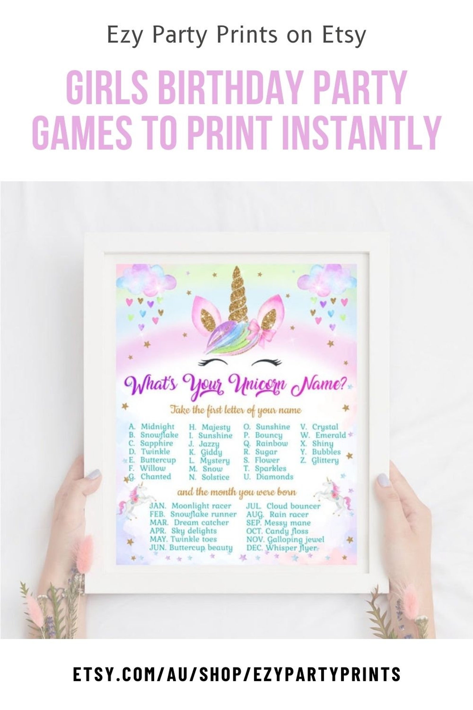 What is Your Unicorn Name Game Unicorn Party Game Unicorn Birthday Game ...