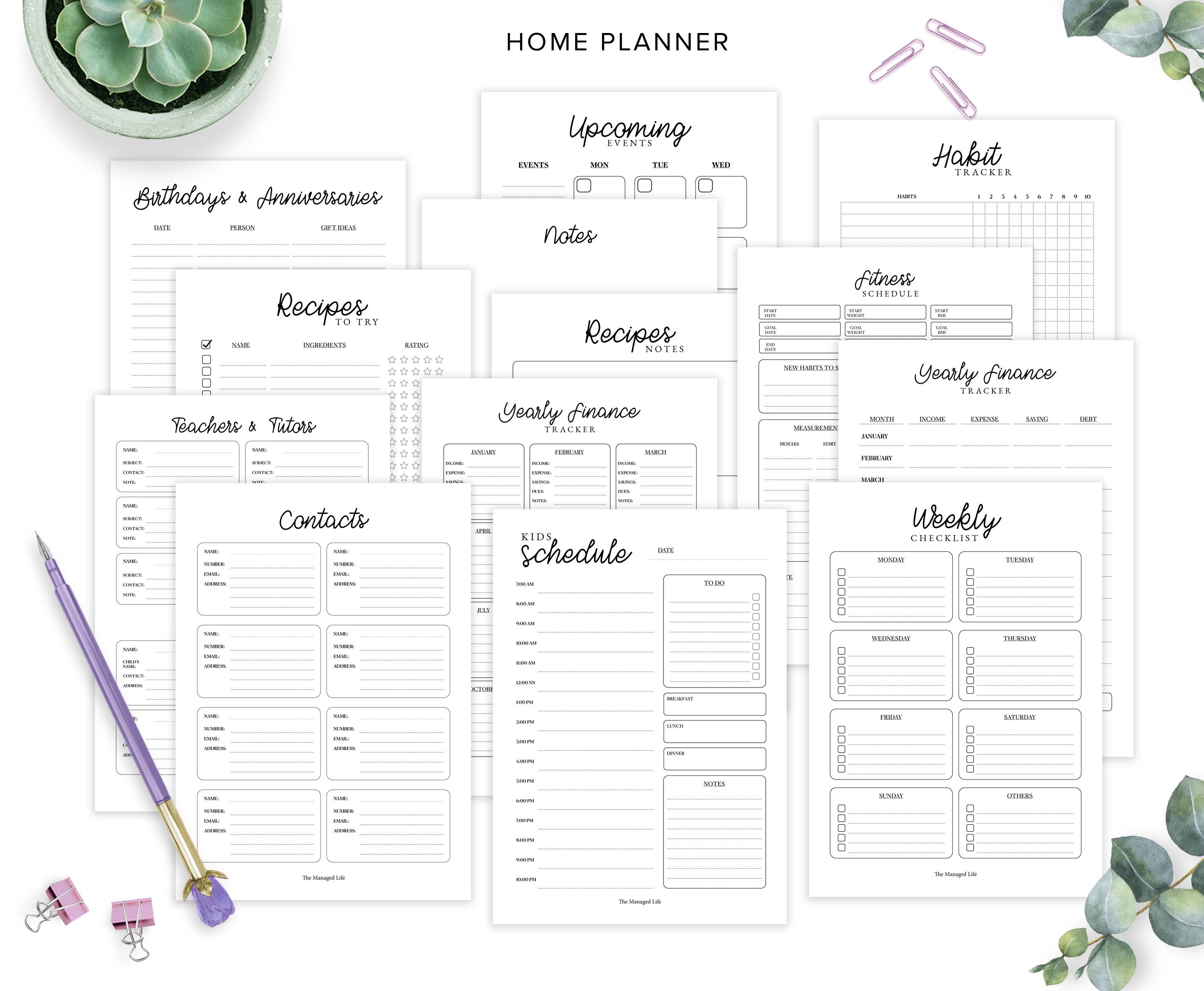 Home Planner Printable Family Home Organization Binder Bundle Expense ...
